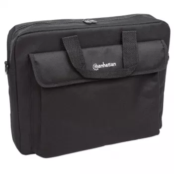 Torba na laptopa Manhattan London 15,6 cala, ładowana od góry, czarna, NISKI KOSZT, kieszeń na akcesoria, pasek na ramię (odpinany), tańsza alternatywa dla Targus TAR300, etui na notebook, trzyletnia gwarancja