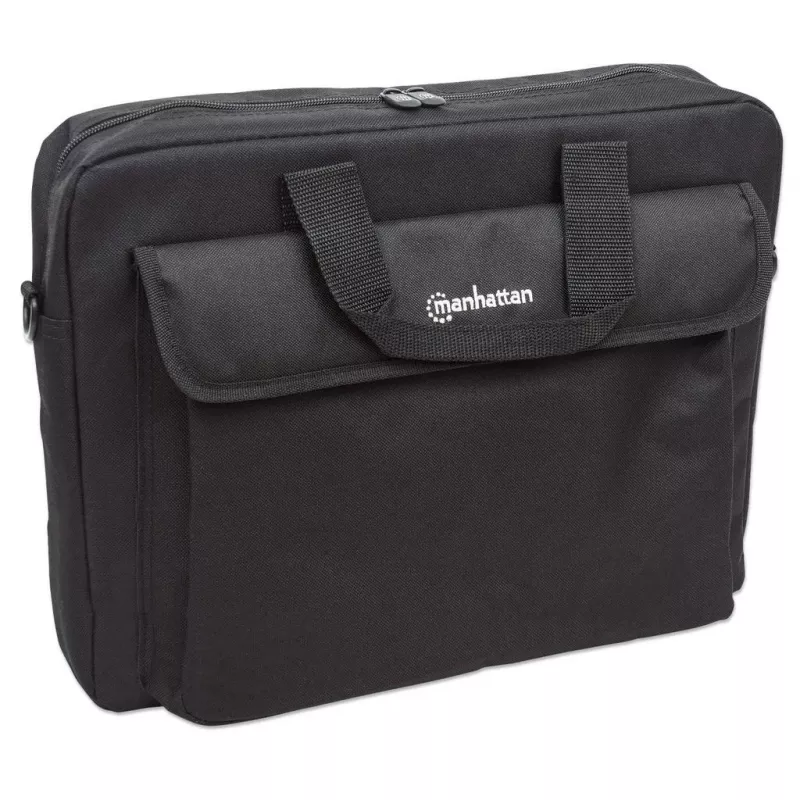 Torba na laptopa Manhattan London 15,6 cala, ładowana od góry, czarna, NISKI KOSZT, kieszeń na akcesoria, pasek na ramię (odpinany), tańsza alternatywa dla Targus TAR300, etui na notebook, trzyletnia gwarancja