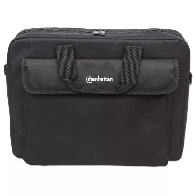 Torba na laptopa Manhattan London 15,6 cala, ładowana od góry, czarna, NISKI KOSZT, kieszeń na akcesoria, pasek na ramię (odpinany), tańsza alternatywa dla Targus TAR300, etui na notebook, trzyletnia gwarancja