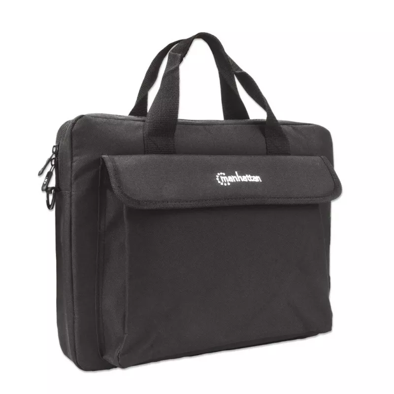 Torba na laptopa Manhattan London 14.1 cala, ładowana od góry, czarna, NISKI KOSZT, kieszeń na akcesoria, pasek na ramię (odpinany), etui na notebooka, trzyletnia gwarancja