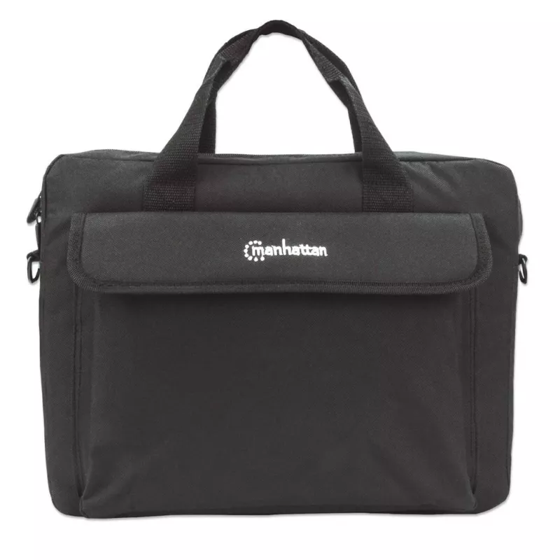 Torba na laptopa Manhattan London 14.1 cala, ładowana od góry, czarna, NISKI KOSZT, kieszeń na akcesoria, pasek na ramię (odpinany), etui na notebooka, trzyletnia gwarancja