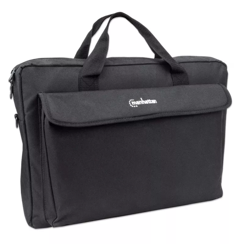 Torba na laptopa Manhattan London 17,3 cala, ładowana od góry, czarna, LOW COST, kieszeń na akcesoria, pasek na ramię (odpinany), etui na notebook, trzyletnia gwarancja