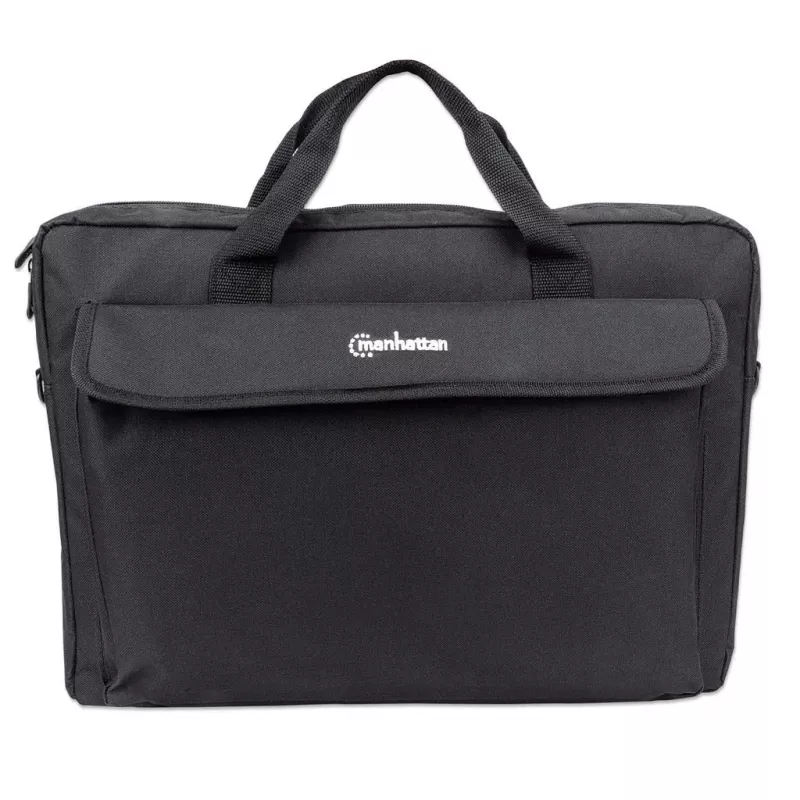 Torba na laptopa Manhattan London 17,3 cala, ładowana od góry, czarna, LOW COST, kieszeń na akcesoria, pasek na ramię (odpinany), etui na notebook, trzyletnia gwarancja