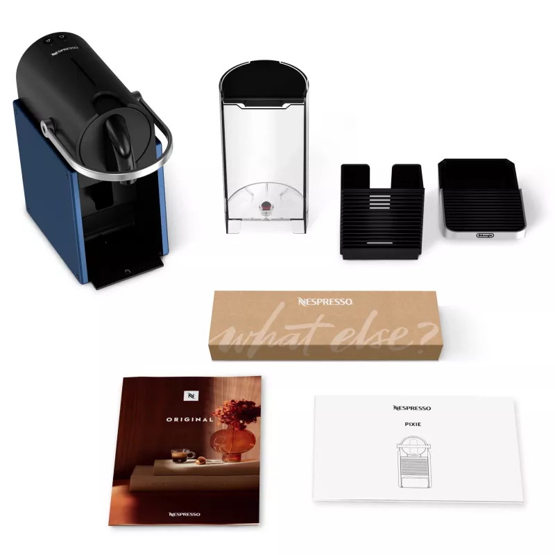 Ekspres do kawy na kapsułki De’Longhi Pixie EN127.BL — system Nespresso, zbiornik na wodę 1 L, 19 barów, 1260 W, 235×117×324 mm, 2,5 kg