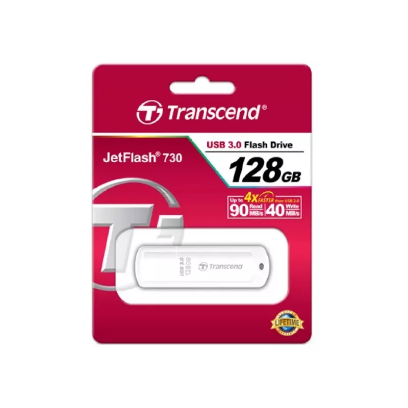 TRANSCEND Jetflash 730 - 128GB Pendrive USB - USB 3.0 - Biały