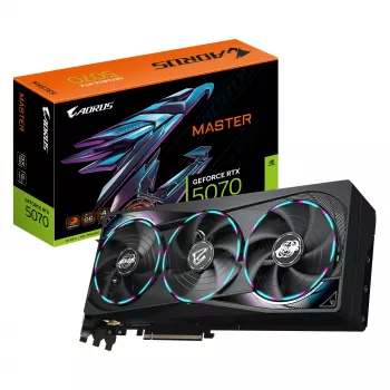 Karta graficzna GIGABYTE AORUS GeForce RTX 5070 MASTER 12G - 12 GB GDDR7, 192-bit, PCI-E 5.0, zegar rdzenia 2715 MHz, 3 x DP 2.1a, 1 x HDMI 2.1b, NVIDIA DLSS 4, GV-N5070AORUS M-12GD
