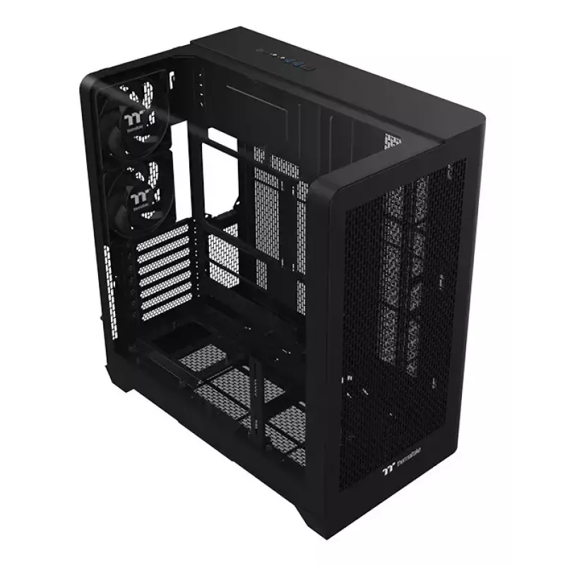 Obudowa PC Thermaltake View 390 Air Midi Tower — czarna, obsługuje zasilacze PS2, dyski HDD 3,5 cala, dyski SSD 2,5 cala, przednie wentylatory do 200 mm