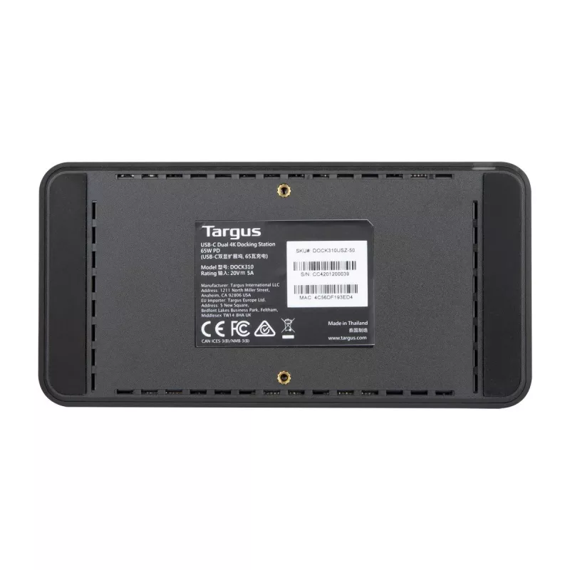 Targus DOCK310EUZ stacja dokująca / replikator portów do laptopa Wired USB 3.2 Gen 1 (3.1 Gen 1) Type-C czarny