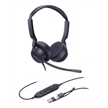 Yealink UH42 Dual UC USB-C/A Headset, przewodowy, połączenia/muzyka, 20 - 20000 Hz, 160 g, zestaw słuchawkowy, czarny