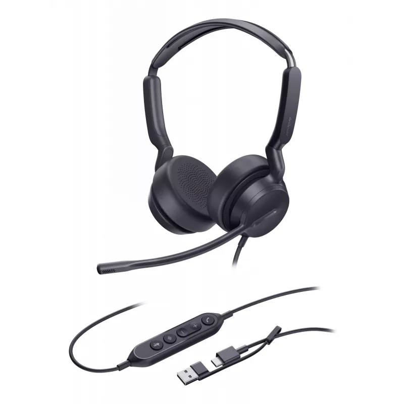 Yealink UH42 Dual UC USB-C/A Headset, przewodowy, połączenia/muzyka, 20 - 20000 Hz, 160 g, zestaw słuchawkowy, czarny