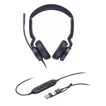 Yealink UH46 Dual UC USB-C/A Headset, Wired, 20 - 20000 Hz, Office/Call center, 166 g, Headset, Czarny