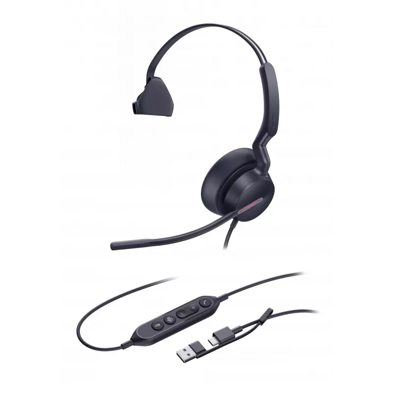 Yealink UH46 Mono Teams USB-C/A Headset, Wired, 20 - 20000 Hz, Office/Call center, 127 g, Headset, Czarny