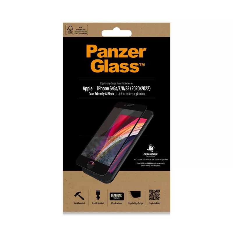 PanzerGlass ® szkło ochronne iPhone 8 | 7 | 6s | 6 | SE (2020/2022) | Edge-to-Edge