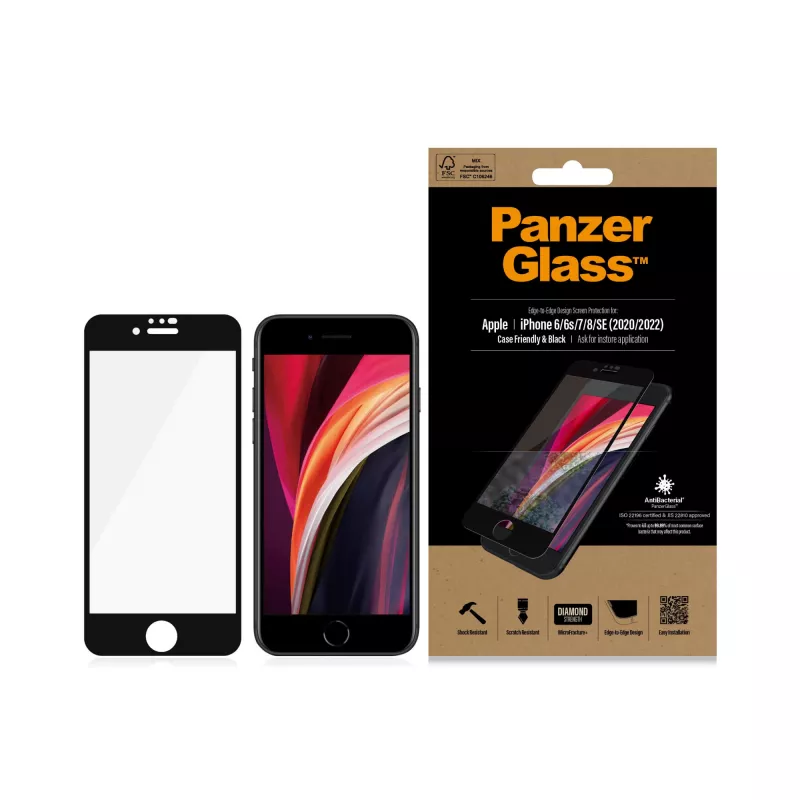 PanzerGlass ® szkło ochronne iPhone 8 | 7 | 6s | 6 | SE (2020/2022) | Edge-to-Edge