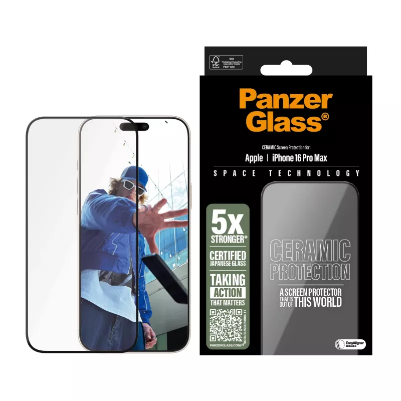 PanzerGlass® Ceramiczna ochronna ekranu iPhone 16 Pro Max | Ultra-Wide Fit z EasyAligner