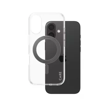 PanzerGlass CARE™ by ® etui transparentne z czarną podstawką i MagSafe iPhone 16