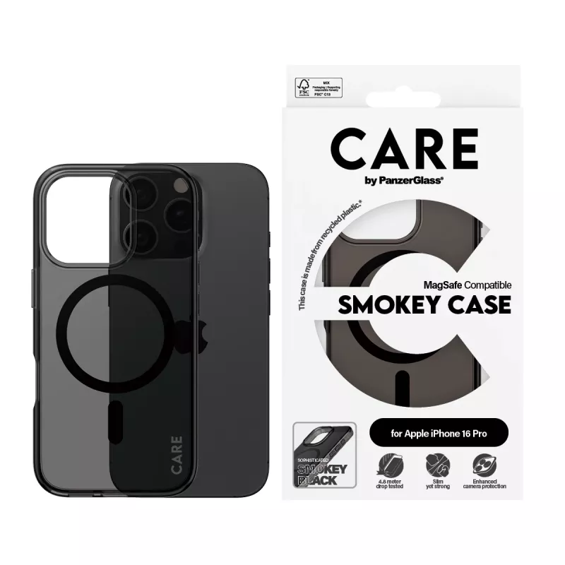 Cover PanzerGlass CARE by Flagship Case Urban Combat Smokey w. Czarny MagSafe iPhone '24 6.3 inch Pro