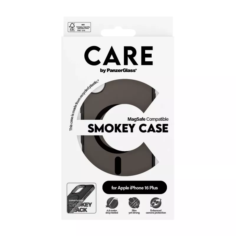 PanzerGlass CARE™ by ® Urban Combat Case Smokey w. Czarny MagSafe iPhone 16 Plus