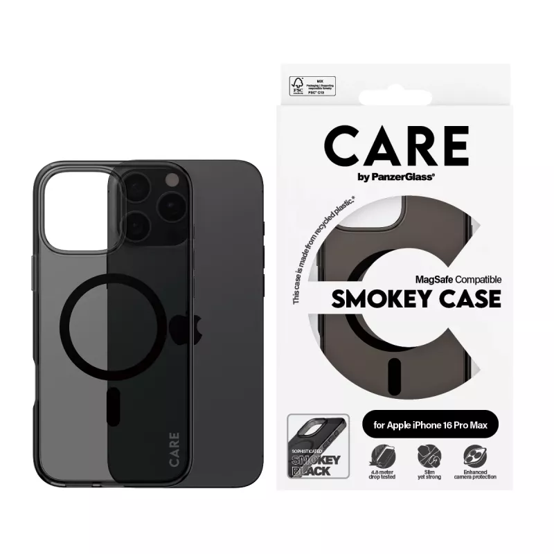 PanzerGlass CARE™ by ® Urban Combat Case Smokey w. Czarny MagSafe iPhone 16 Pro Max
