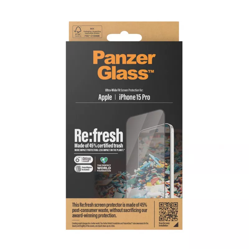 PanzerGlass ® Re:fresh Ochrona ekranu iPhone 15 Pro | Ultra-Wide Fit z EasyAligner