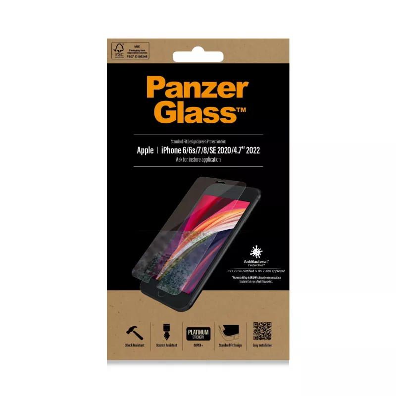 PanzerGlass ® Szkło ochronne iPhone 8 | 7 | 6s | 6 | SE (2020/2022) | Standard Fit