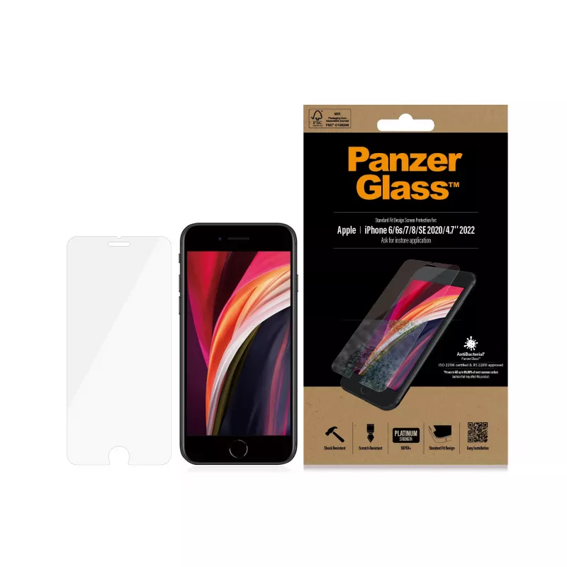 PanzerGlass ® Szkło ochronne iPhone 8 | 7 | 6s | 6 | SE (2020/2022) | Standard Fit