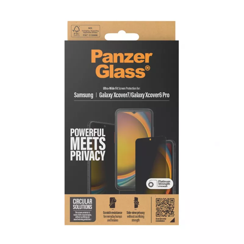 PanzerGlass ® Osłona ekranu z filtrem prywatyzującym Samsung Galaxy Xcover7 Pro | Xcover7 | Xcover6 Pro | Ultra-Wide Fit