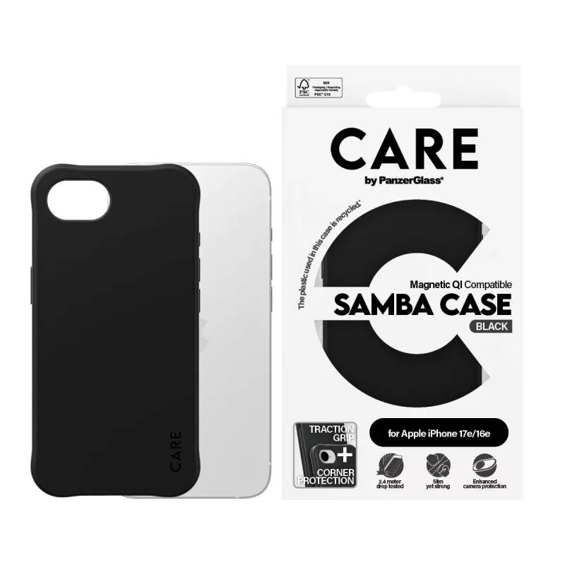 PanzerGlass CARE™ by ® Samba Case Black w. Qi Compatible iPhone 17e | 16e