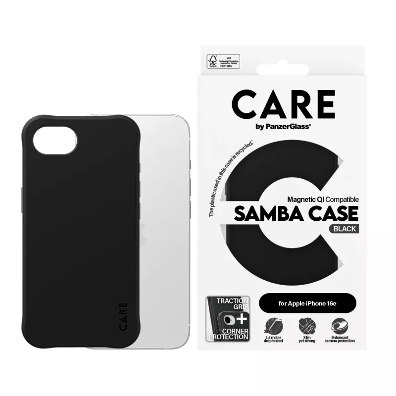 PanzerGlass CARE™ by ® Samba Case Black w. Qi Compatible iPhone 17e | 16e