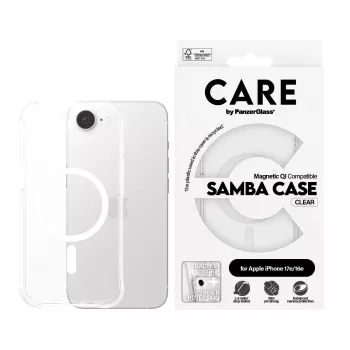 PanzerGlass CARE™ by ® Samba Case przezroczyste z białym Qi kompatybilne iPhone 17e | 16e