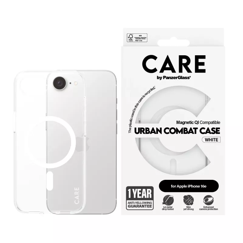 Cover PanzerGlass CARE by Flagship etui Transparent Urban Combat biały Qi Kompatybilny iPhone 16e