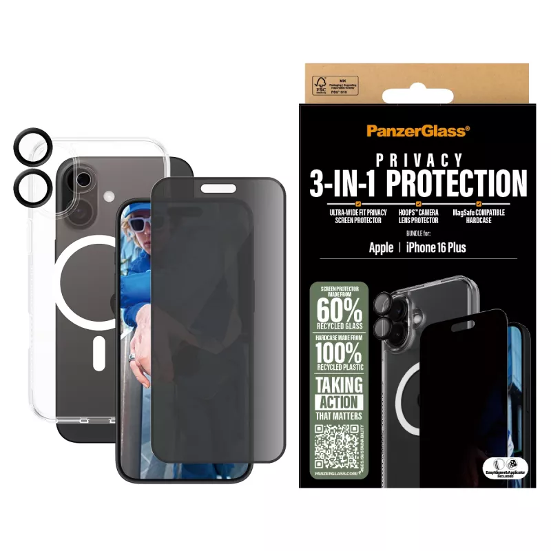 PanzerGlass ® 3-w-1 Zestaw Ochrony Prywatności iPhone 16 Plus