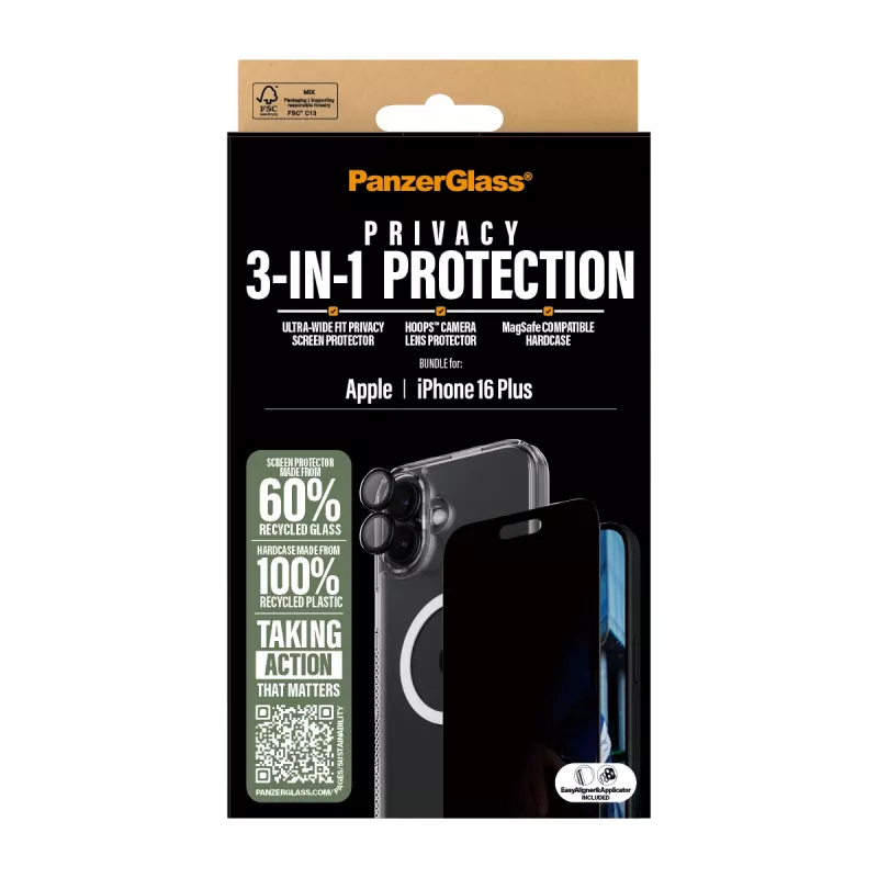 PanzerGlass ® 3-w-1 Zestaw Ochrony Prywatności iPhone 16 Plus
