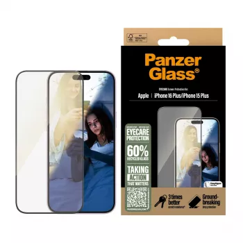 PanzerGlass ® EyeCARE™ Szkło ochronne iPhone 16 Plus | 15 Plus | Ultra-Wide Fit
