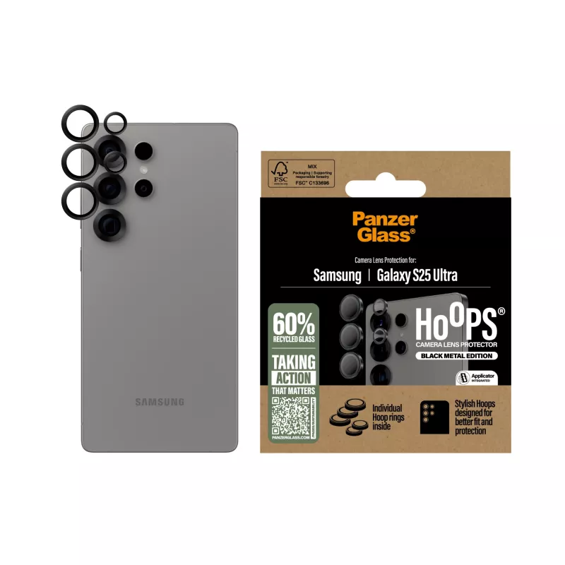 PanzerGlass ® Hoops® Osłona obiektywu aparatu Czarny Samsung Galaxy S25 Ultra