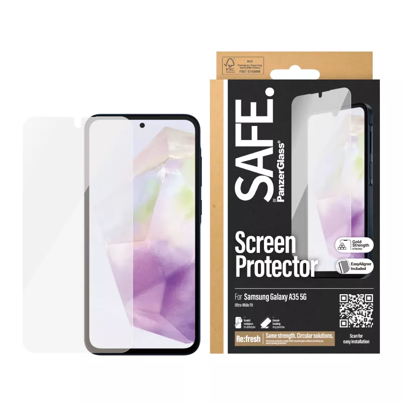 PanzerGlass SAFE. by ® Ochrona ekranu Samsung Galaxy A35 5G | Ultra-Wide Fit z EasyAligner