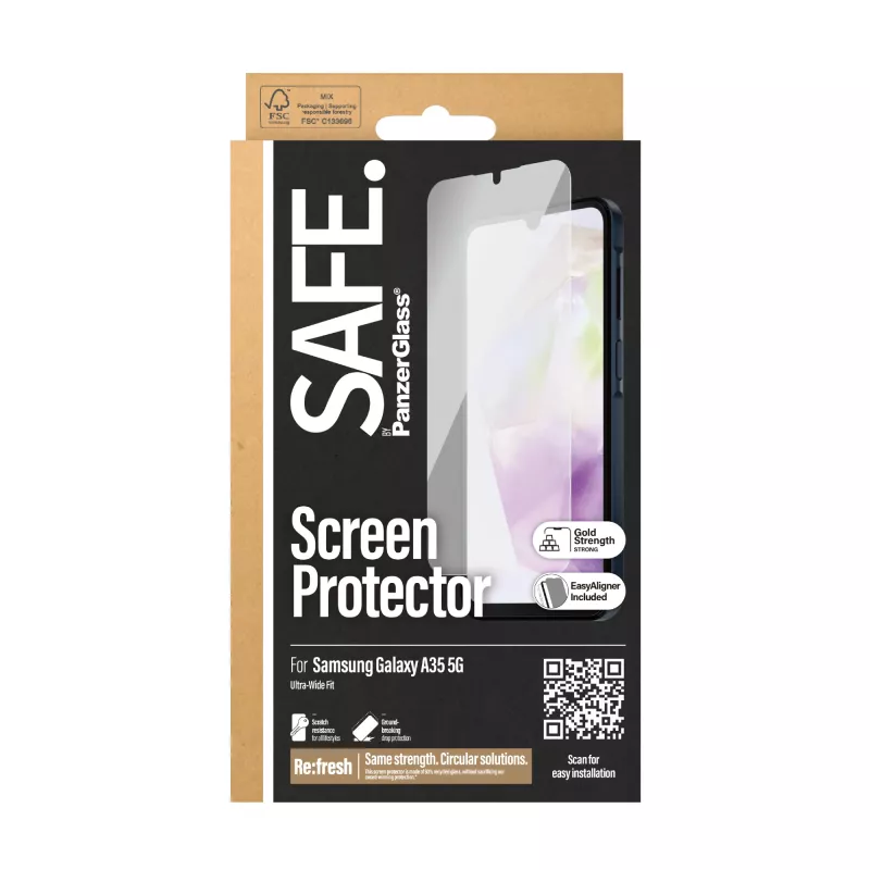 PanzerGlass SAFE. by ® Ochrona ekranu Samsung Galaxy A35 5G | Ultra-Wide Fit z EasyAligner