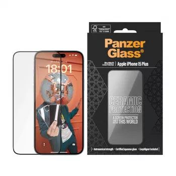PanzerGlass ® Ceramic Protection dla iPhone 15 Plus | Ultra-Wide Fit z EasyAligner
