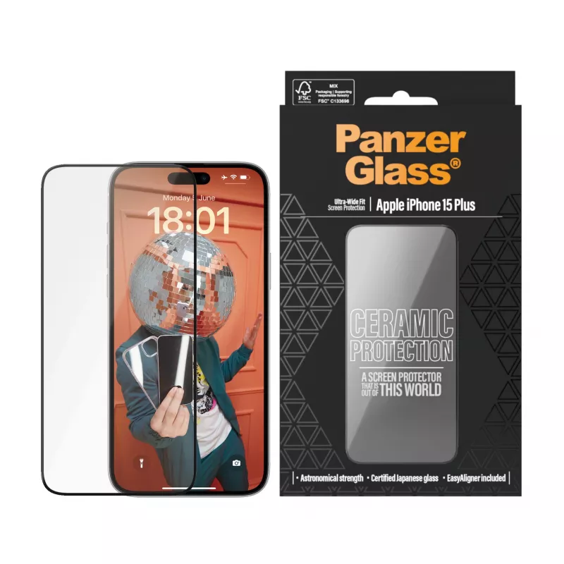 PanzerGlass ® Ceramic Protection dla iPhone 15 Plus | Ultra-Wide Fit z EasyAligner