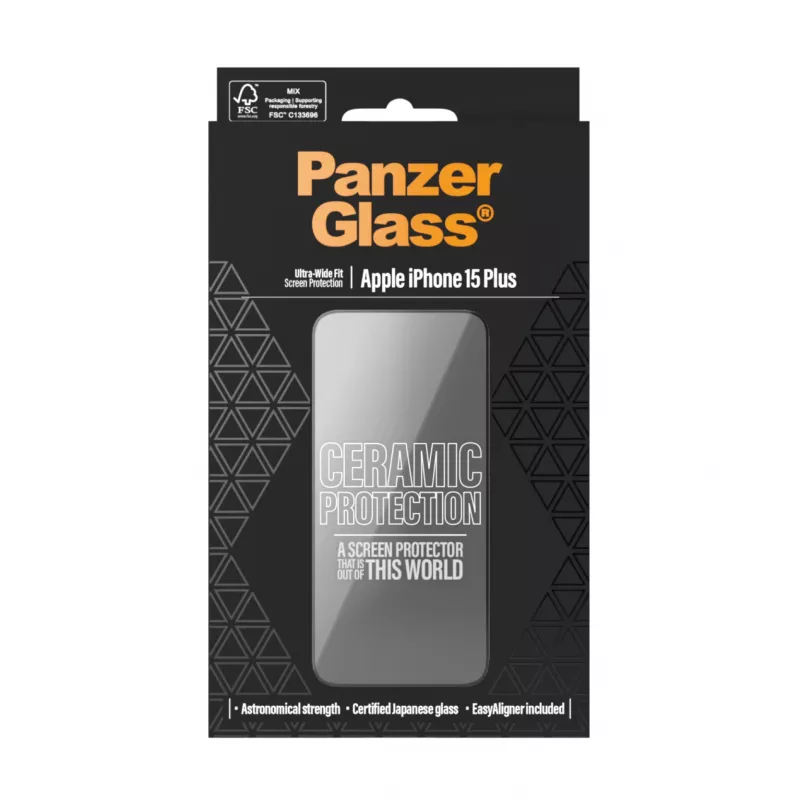PanzerGlass ® Ceramic Protection dla iPhone 15 Plus | Ultra-Wide Fit z EasyAligner
