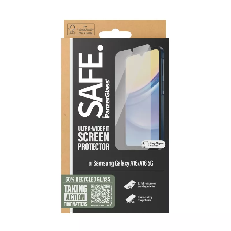 PanzerGlass SAFE. by ® Ochrona ekranu Samsung Galaxy A16 | A16 5G | Ultra-Wide Fit