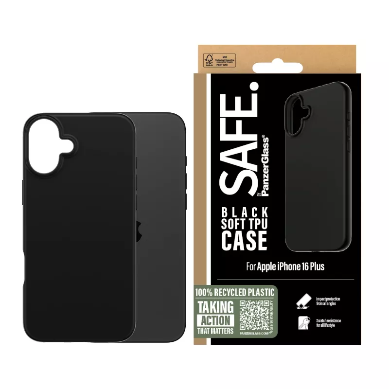 PanzerGlass SAFE. by ® TPU etui Czarny iPhone 16 Plus