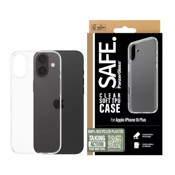 PanzerGlass SAFE. by ® TPU etui Transparent iPhone 16 Plus, Pokrowiec, Apple, Apple - iPhone 16 Plus, Przezroczysty