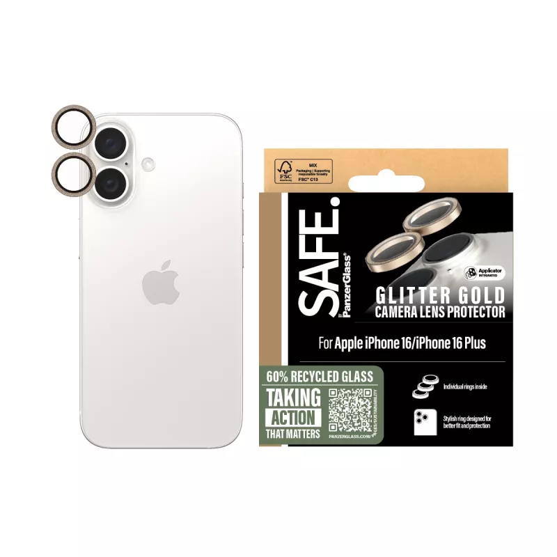 PanzerGlass SAFE. by ® Osłona obiektywu aparatu Glitter Gold iPhone 16 | 16 Plus