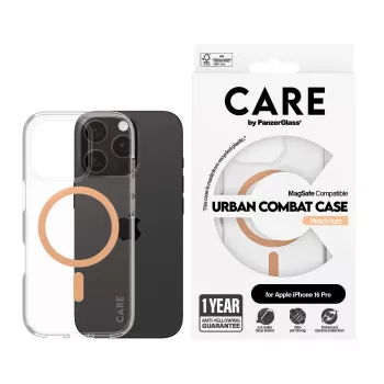 PanzerGlass CARE™ by ® Urban Combat Case Transparentny z Peachy MagSafe iPhone 16 Pro