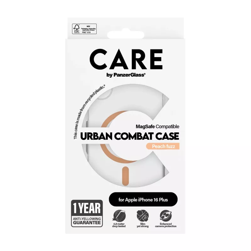 PanzerGlass CARE™ by ® Urban Combat etui przezroczyste z Peachy MagSafe iPhone 16 Plus
