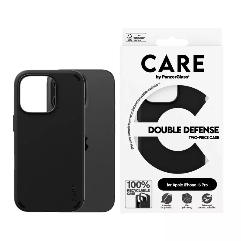 PanzerGlass CARE™ by ® Double Defense Case Black iPhone 16 Pro