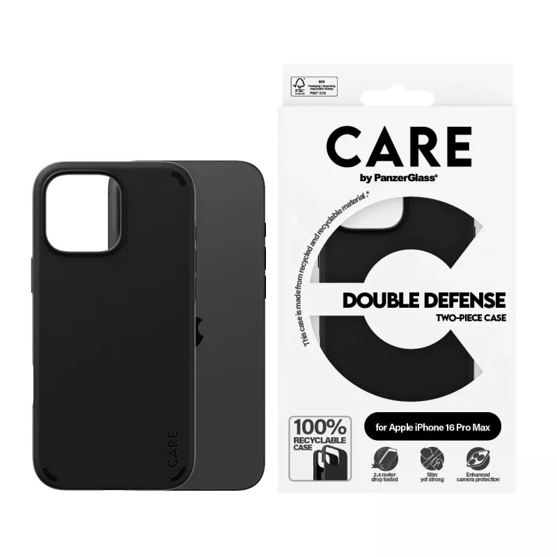 Cover PanzerGlass CARE by ® Feature Case Double Defense Czarny iPhone '24 6,9 cala Pro