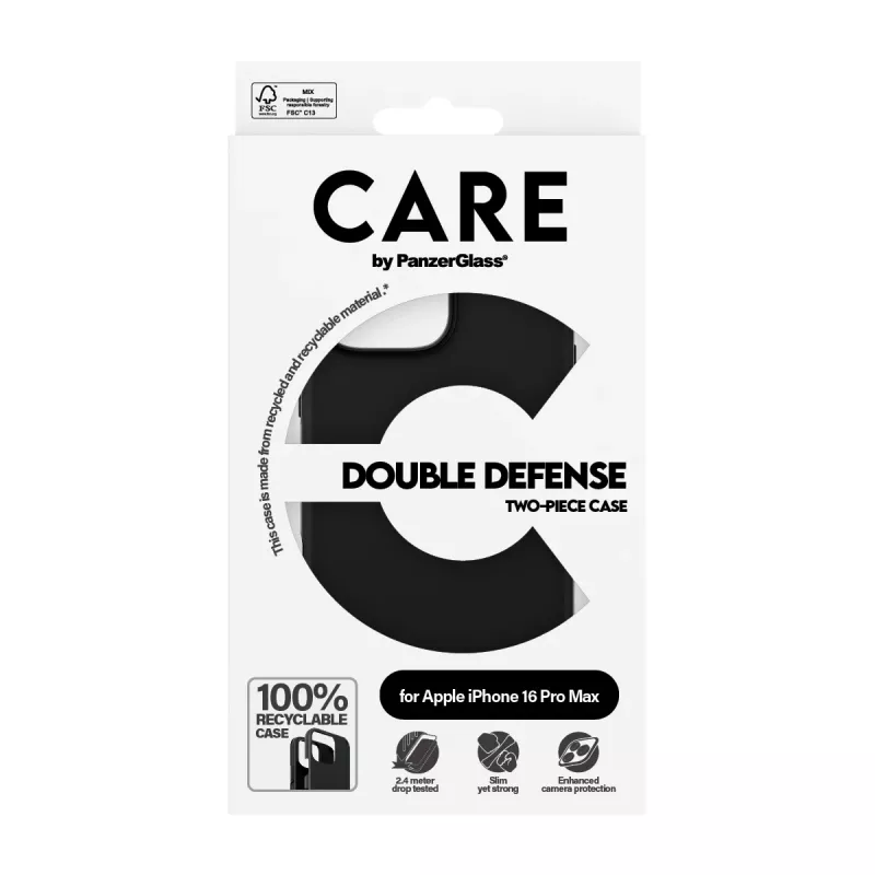 Cover PanzerGlass CARE by ® Feature Case Double Defense Czarny iPhone '24 6,9 cala Pro
