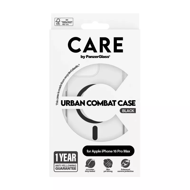 PanzerGlass CARE™ by ® Urban Combat etui przezroczyste z czarnym MagSafe iPhone 16 Pro Max